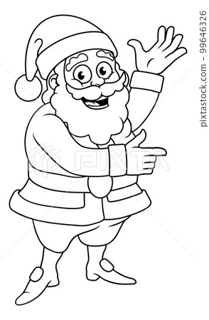 Christmas Cartoon Santa Claus Pointing and Waving 99646326