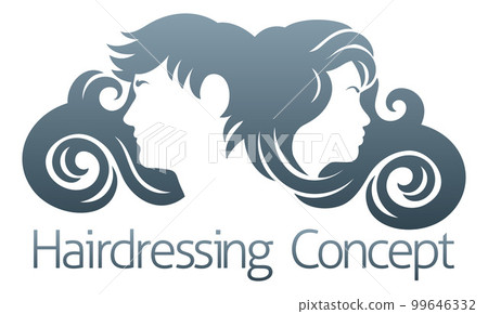Hairdresser Silhouette Hair Salon Man And Woman Hairdresser Silhouette Hair Salon Man And Woman 99646332