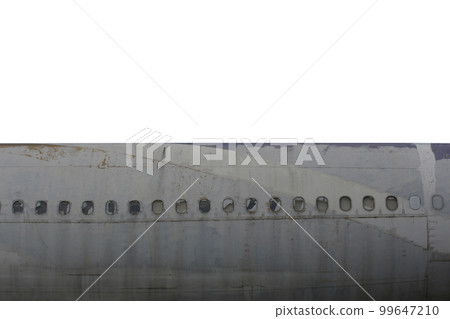 Fuselage of an old plane isolated on white background. Fuselage of an old plane isolated on white background. 99647210