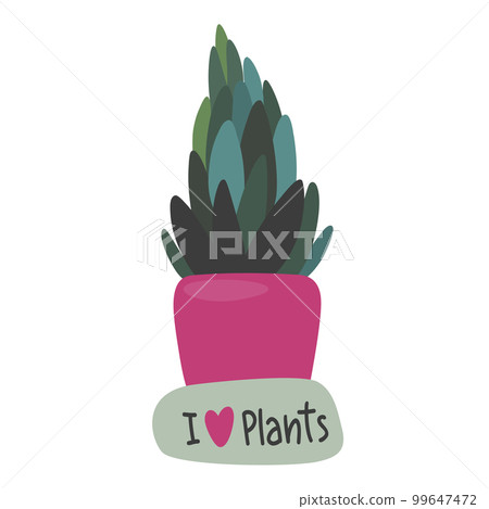 Potted plant with the inscription I love plants Potted plant with the inscription I love plants 99647472
