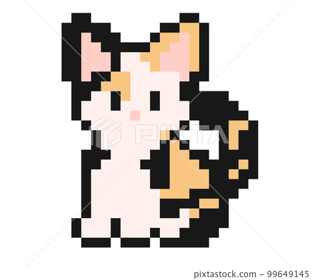 Rough dot illustration of a Mike cat bordered in black 99649145