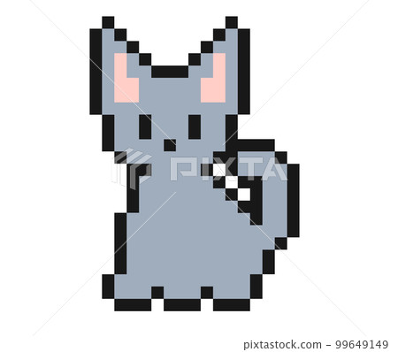 Rough dot illustration of a Russian Blue cat bordered in black 99649149