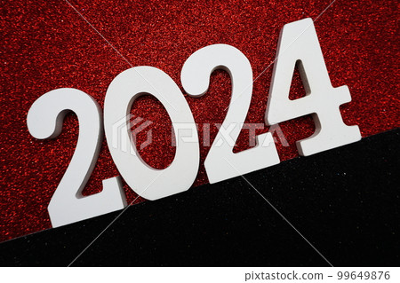 Happy New year 2024 with space copy on red and black glitter background Happy New year 2024 with space copy on red and black glitter background 99649876