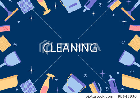 Background of cleaning equipment. Vector illustration isolated on a blue background 99649936