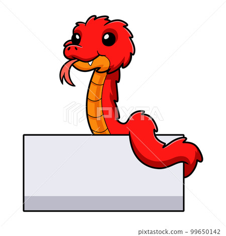 Cute spiny bush viper cartoon with blank sign Cute spiny bush viper cartoon with blank sign 99650142