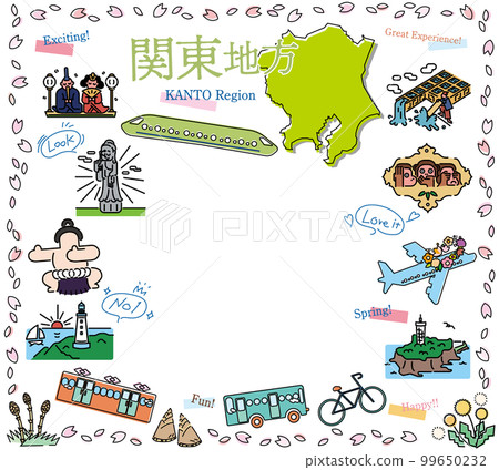 日本關東地區春季特產觀光一組圖標（畫線） 99650232