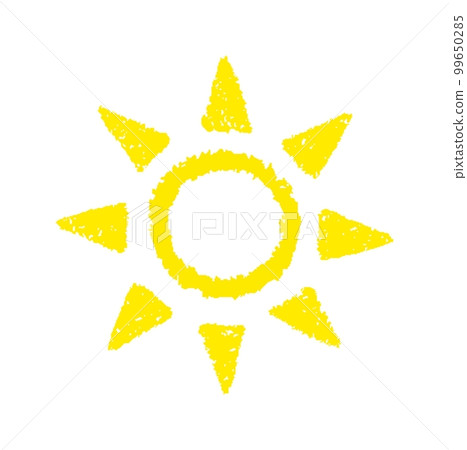 Hand painted sun symbol, hand drawn with crayon 99650285