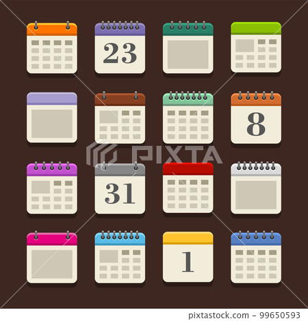 Calendar Icon Flat Style Color Set. Vector Calendar Icon Flat Style Color Set. Vector 99650593