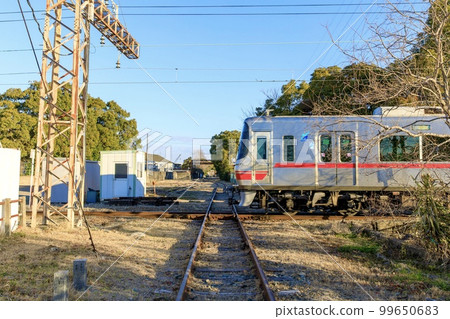 Meitetsu Series 5000 train passing Diamond Crossing on Chikko Line Meitetsu Series 5000 train passing Diamond Crossing on Chikko Line 99650683