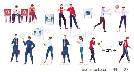 Social Distance Icon Set Social Distance Icon Set 99651223