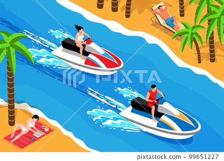 Watersport Isometric Horizontal Illustration 99651227