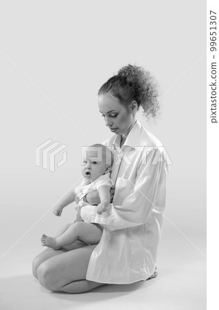 Mother and little boy son closeup portrait, happy faces on background, mom Mother and little boy son closeup portrait, happy faces on background, mom 99651307