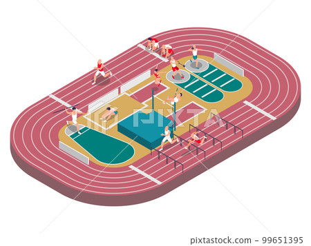 Running Athletes Stadium Composition 99651395