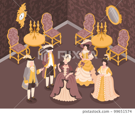 Rococo Fashion Interior Isometric Illustration 99651574