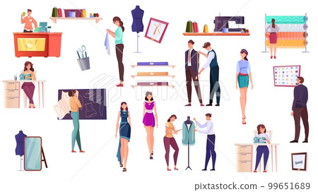 Tailoring Flat Icons Set 99651689
