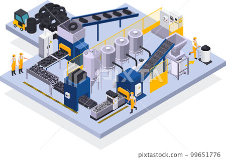 Tire Production Isometric Illustration 99651776