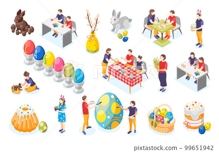Easter Isometric Icon Set Easter Isometric Icon Set 99651942
