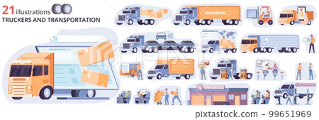 Truck Cargo Delivery Composition Set Truck Cargo Delivery Composition Set 99651969