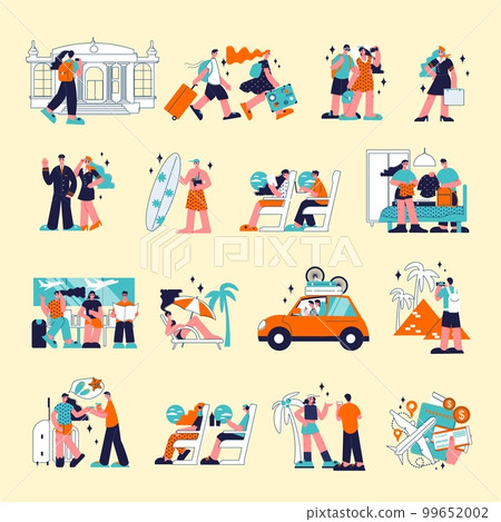 Travel Color Icon Set Travel Color Icon Set 99652002