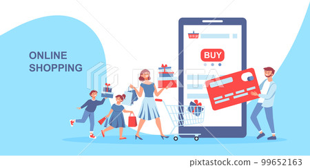 Shopping Online Horizontal Composition Shopping Online Horizontal Composition 99652163