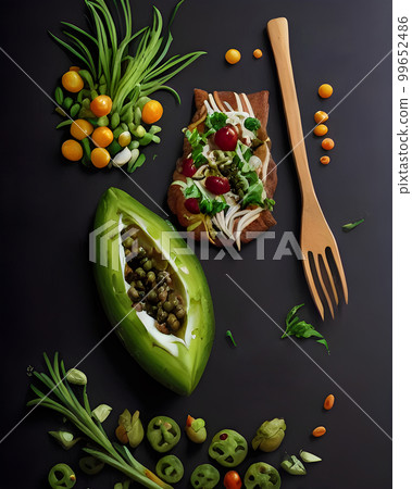 Healthy food concept on black background 99652486