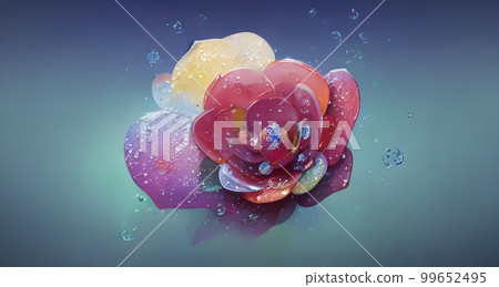 Multicolored flower with dew drops on the petals Multicolored flower with dew drops on the petals 99652495