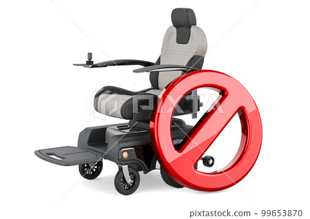Motorized Power Chair with forbidden symbol, 3D rendering 99653870