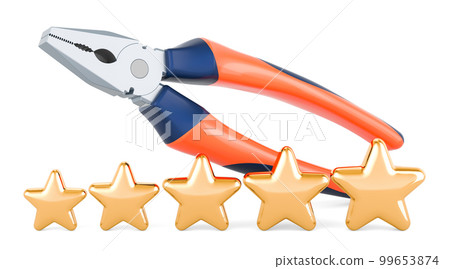 Pliers with five golden stars, 3D rendering Pliers with five golden stars, 3D rendering 99653874