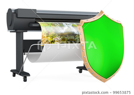 Plotter, large format inkjet printer with shield, 3D rendering 99653875