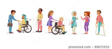 Disabled People Cartoon Set Disabled People Cartoon Set 99653910