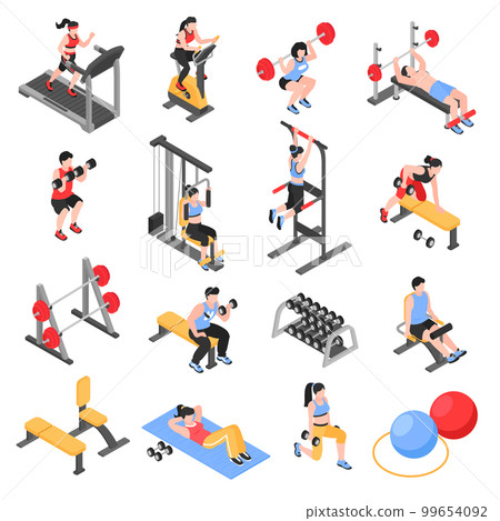 Isometric Gym Fitness Icons Isometric Gym Fitness Icons 99654092