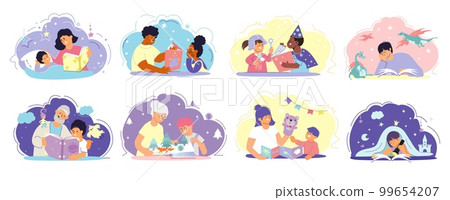 Fairy Tales Reading Flat Compositions Fairy Tales Reading Flat Compositions 99654207