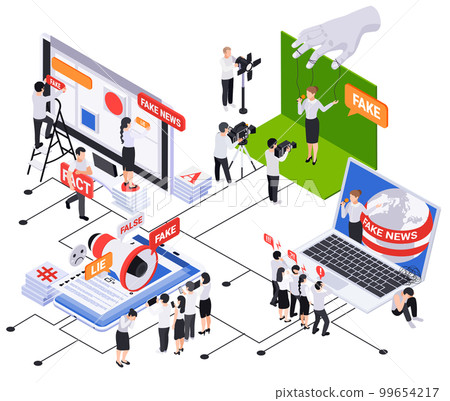 Fake News Isometric Flowchart 99654217