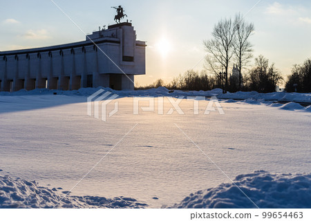 snowdrifts and deep snow cover on Poklonnaya Gora 99654463
