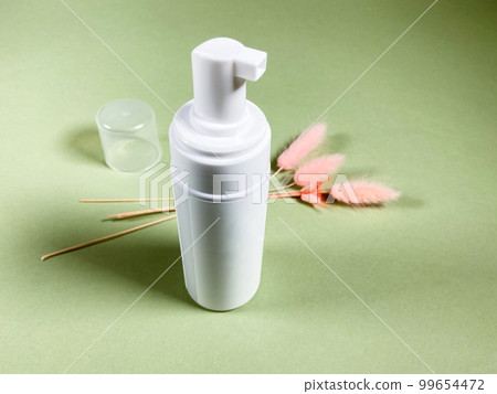 open white blank pump plastic bottle on khaki 99654472
