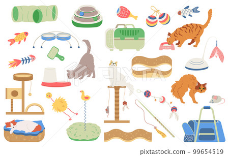 Cat Accessories Icon Set Cat Accessories Icon Set 99654519