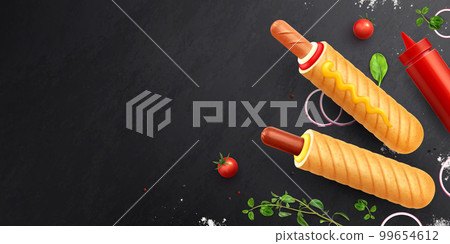 French Hotdog Chalkboard Composition 99654612
