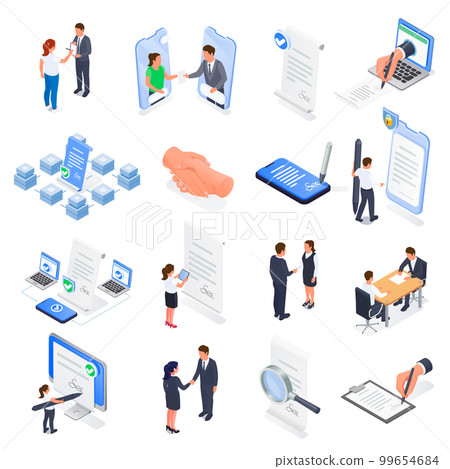 Conract Agreement Icon Set 99654684