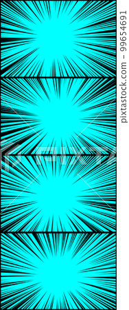 [垂直] 4幀卡通模板，帶有淡藍色漫畫風格的集中線條 99654691
