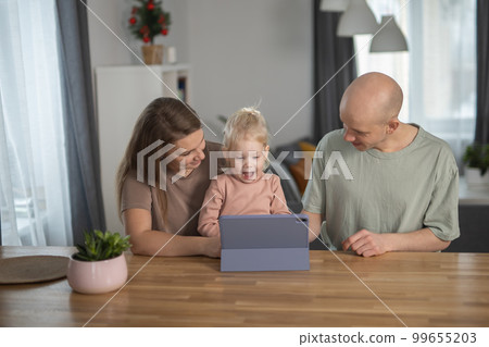 Cochlear implant system. Installation cochlear implant on child girl ear for restores hearing. Kid hears after hear return to normal 99655203