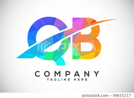 Polygonal low poly letter Q B Logo Design Vector Template. QB Letter Logo Design 99655217