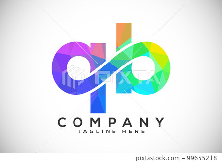 Polygonal low poly letter Q B Logo Design Vector Template. QB Letter Logo Design 99655218