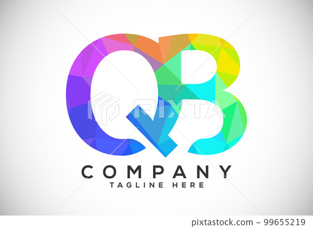 Polygonal low poly letter Q B Logo Design Vector Template. QB Letter Logo Design 99655219