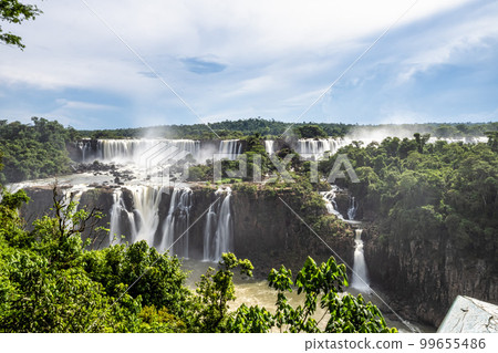 Iguazu Falls, the largest series of waterfalls of the world, located at the Brazilian and Argentinian border 99655486