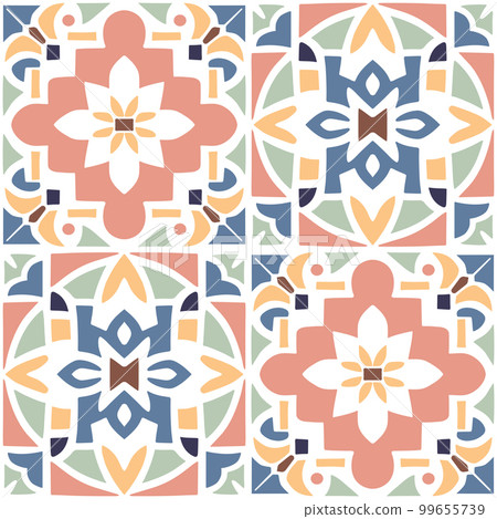 Vector Retro or Traditional Portuguese or Moroccan Style Flooring Tiles Seamless Surface Pattern for Background, Products or Wrapping Paper Prints. Vector Retro or Traditional Portuguese or Moroccan Style Flooring Tiles Seamless Surface Pattern for Background, Products or Wrapping Paper Prints. 99655739