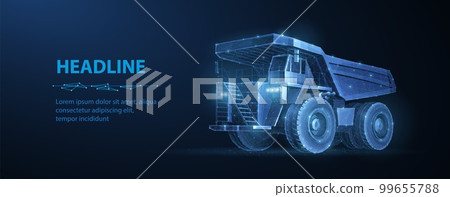 Heavy dump truck. Abstract 3d large dumper on blue. Mining machinery, industry equipment, big career, open extraction, anthracite coal, gold mining Heavy dump truck. Abstract 3d large dumper on blue. Mining machinery, industry equipment, big career, open extraction, anthracite coal, gold mining 99655788