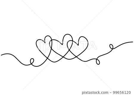 Hearts Family Group Continuous Line Art Drawing.A metaphor for the idea of family love. Happy Family Abstract Symbol for Minimalist Trendy Contemporary Design. 99656120