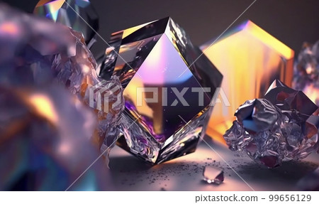 A beautiful sparkling crystal. crystal. prism. Rainbow-colored. refracted light. Generative AI A beautiful sparkling crystal. crystal. prism. Rainbow-colored. refracted light. Generative AI 99656129