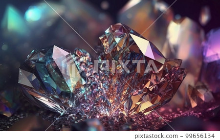 A beautiful sparkling crystal. crystal. prism. Rainbow-colored. refracted light. Generative AI A beautiful sparkling crystal. crystal. prism. Rainbow-colored. refracted light. Generative AI 99656134