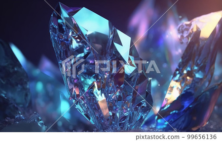 A beautiful sparkling crystal. crystal. prism. Rainbow-colored. refracted light. Generative AI 99656136